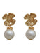 Retro Alloy Flower Pearl Earrings