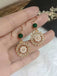 Vintage Rudder Pearl Green Gemstone Earrings