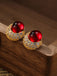 Vintage Rhinestone Ruby Alloy Stud Earrings