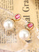 White Pearl Pink Gemstone Inlay Earrings