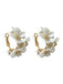 White 3D-Flower Pearl Earrings