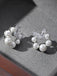 Silver Rhinestoned Pearls Stud Earrings