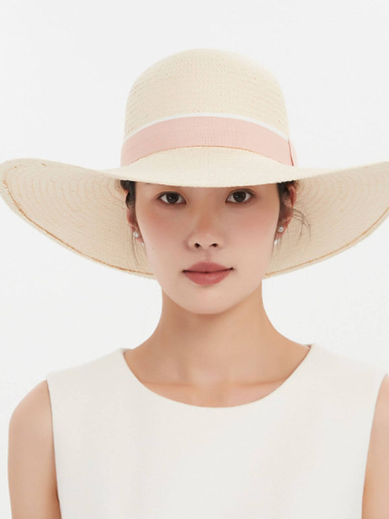 Light Khaki Large Brim Beach Sun Hat