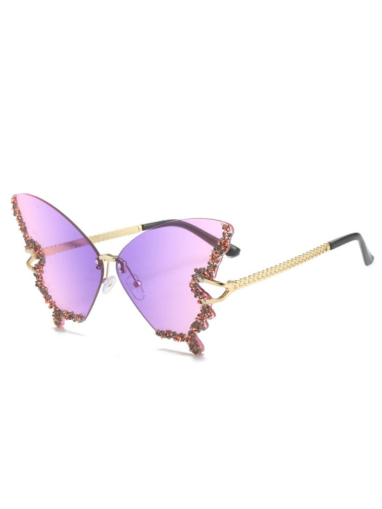 Vintage Gradient Butterfly Rhinestone Sunglasses