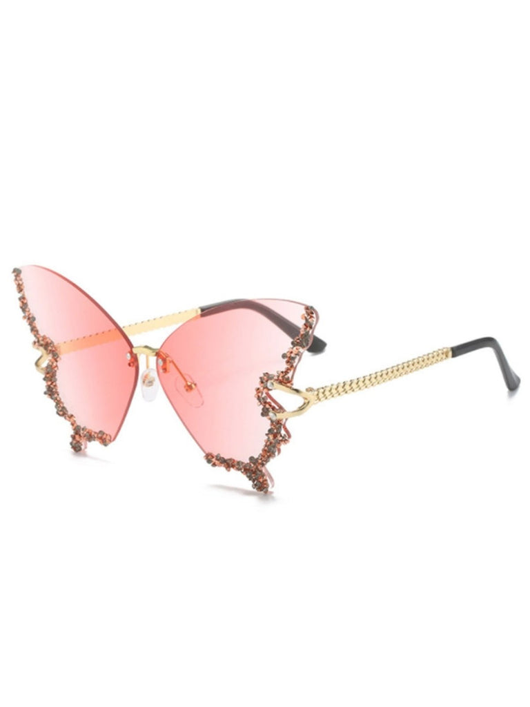 Vintage Gradient Butterfly Rhinestone Sunglasses Retro Stage