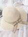 Vintage Straw Dome Bow Beach Sun Hat