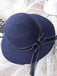 Vintage Straw Dome Bow Beach Sun Hat