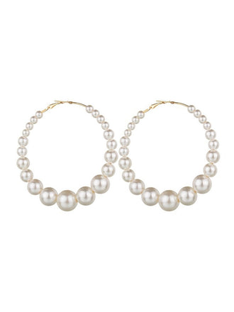 Pearl Large Hoop Vintage Earrings