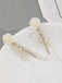 White Rose Rhinestone Tassel Earrings