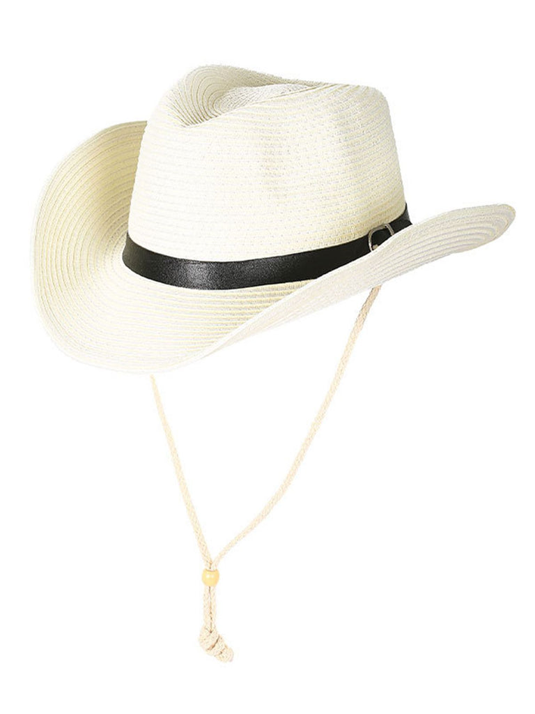 Vintage Wide Brim Beach Ruffia Hat