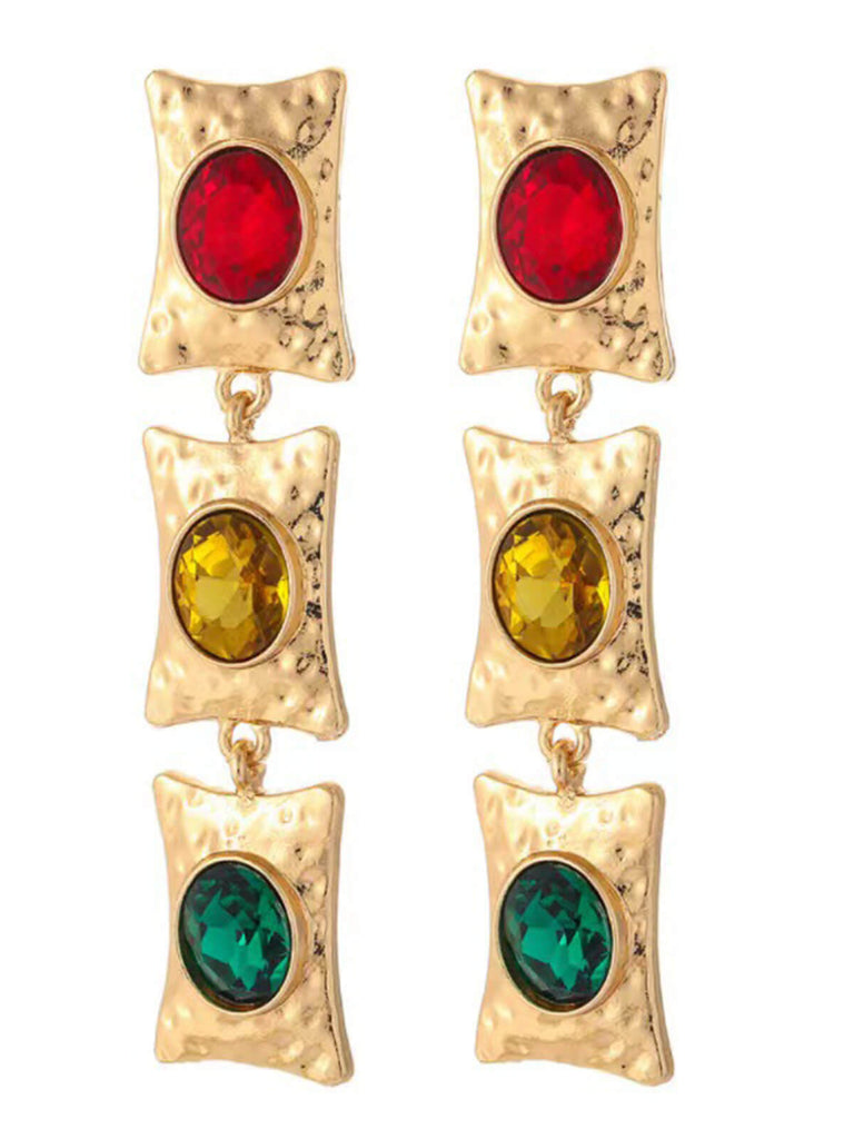 Vintage Gold Baroque Colored Gemstone Earrings