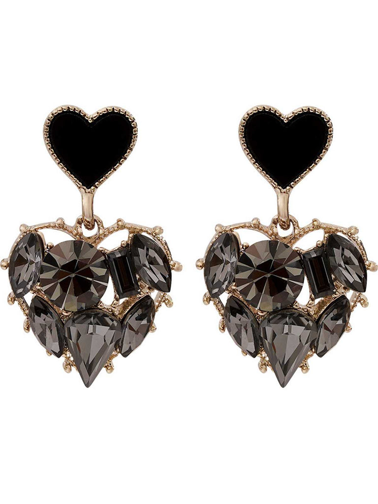 Black Diamond Heart Earrings