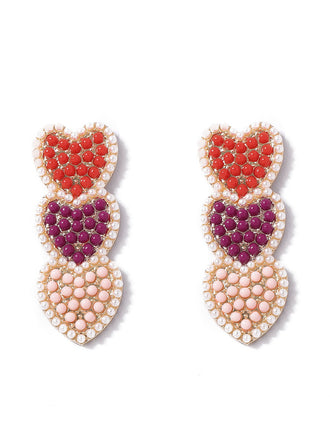 Multicolor Hearts Imitation Pearls Dangle Earrings