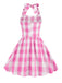 Kids Party 1950s Plaid Halter Swing Girl's Dress