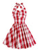 Kids Party 1950s Plaid Halter Swing Girl's Dress