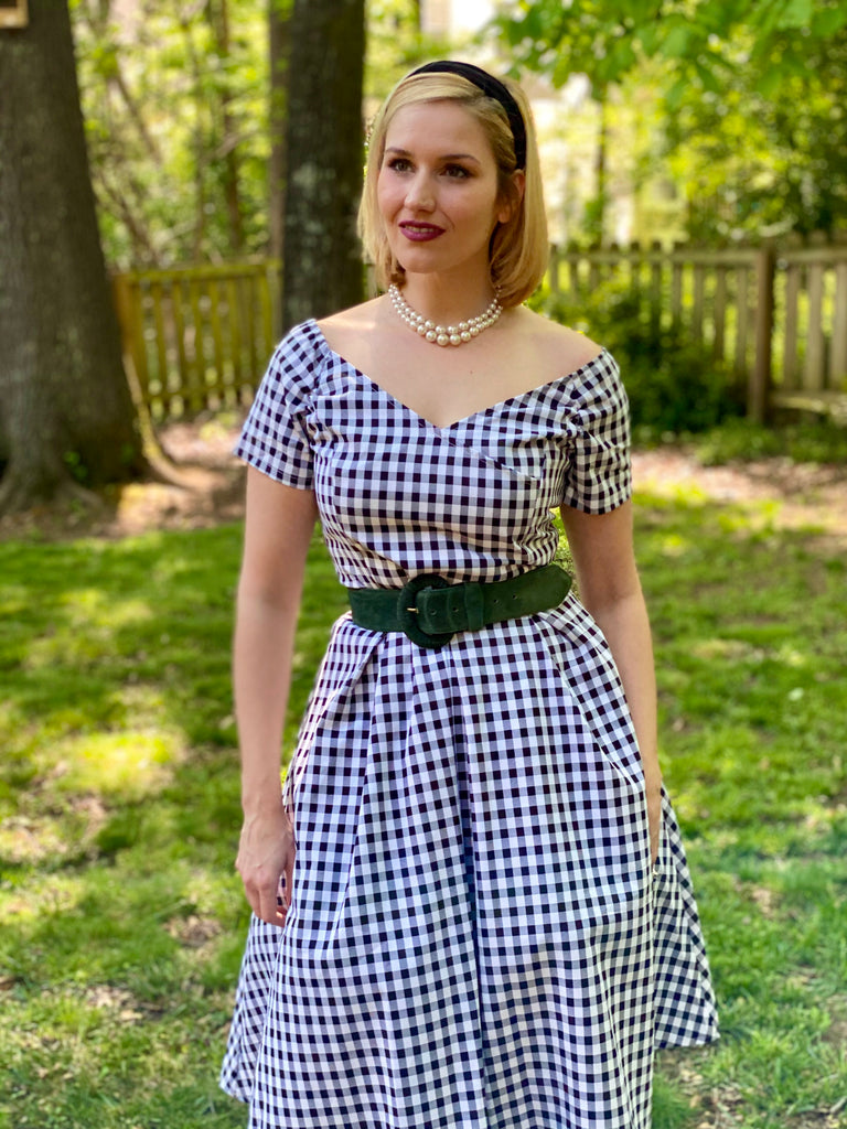 Black 1950s Plaid Swing Dress