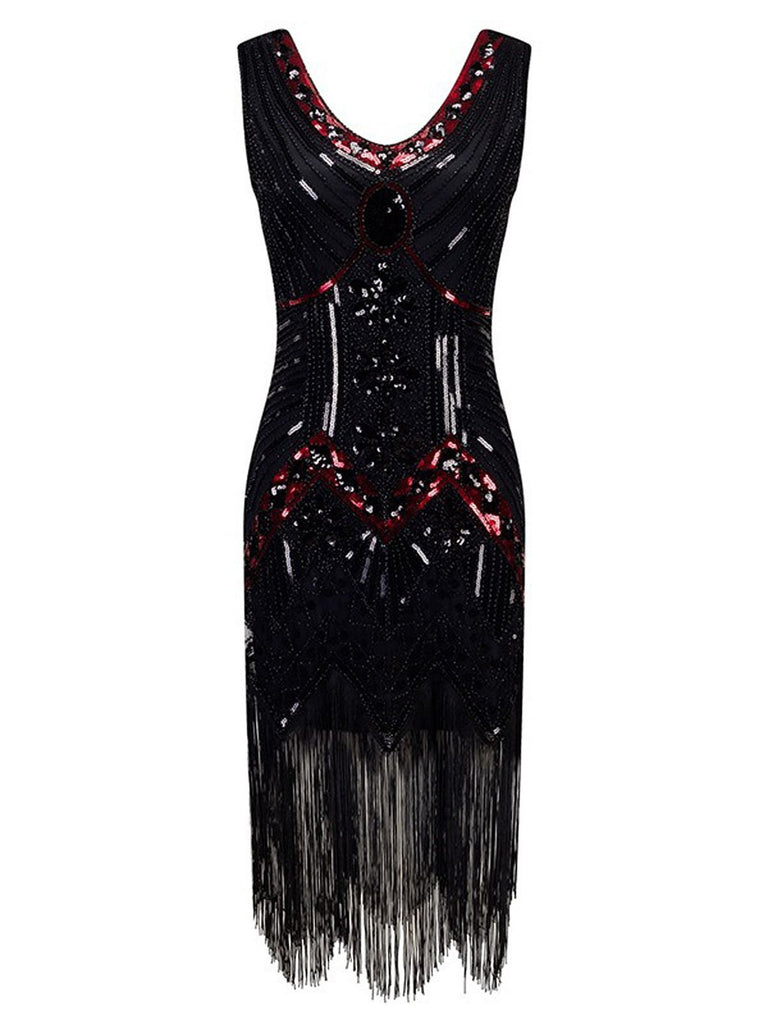 [US Warehouse] Blue 1920s Beaded Fringed Flapper Dresses