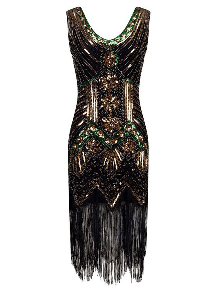 [US Warehouse] Blue 1920s Beaded Fringed Flapper Dresses