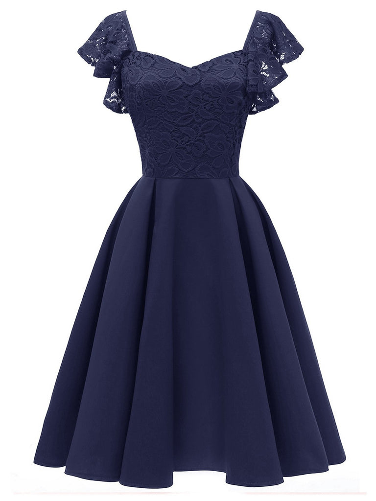 1950S Satin Solid Swing Dress