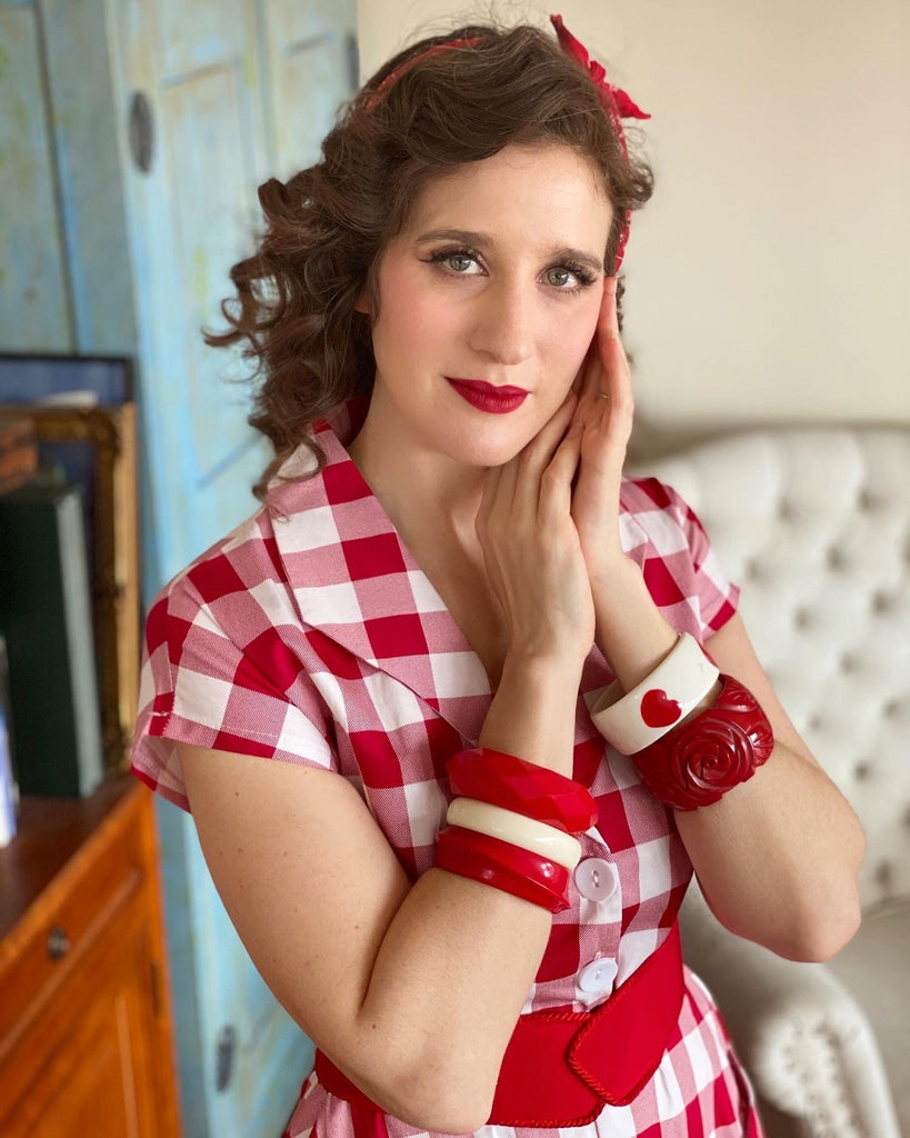 Red 1950s Pockets Plaid Dress