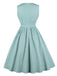 1950s Plaid Bow Pockets Lapel Dress