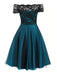 1950s Off Shoulder Lace Swing Dress