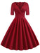 1950s Solid Sweetheart Fold Swing Dress