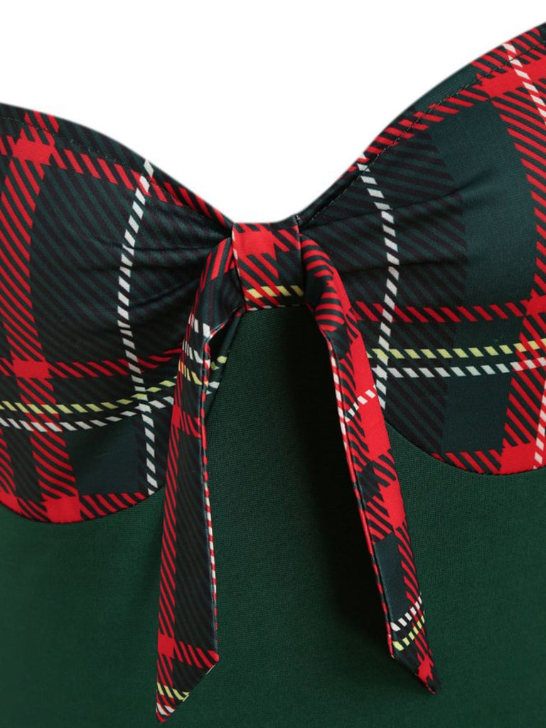 [US Warehouse] 1950s Sweetheart Plaid Patchwork Dress