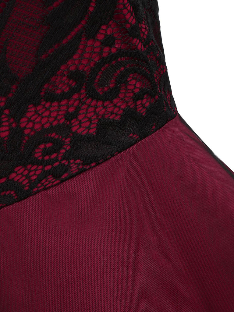 1950s Lace Off Shoulder Swing Dress