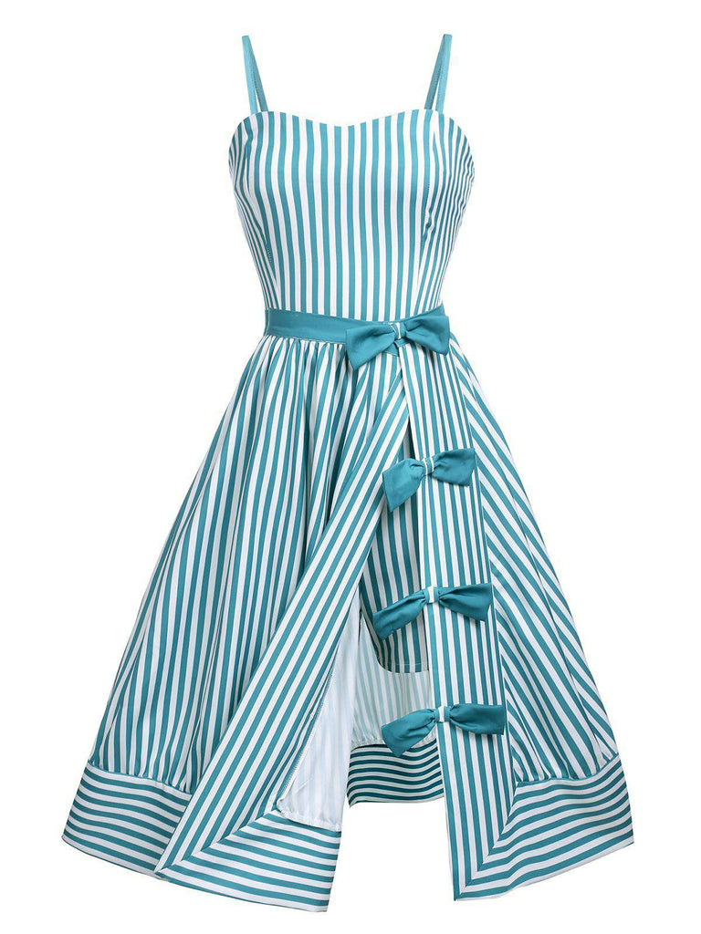 [US Warehouse] Turquoise 1950s Stripes Romper & Skirt