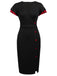 [US Warehouse] Black 1960s Button Slit Bodycon Dress