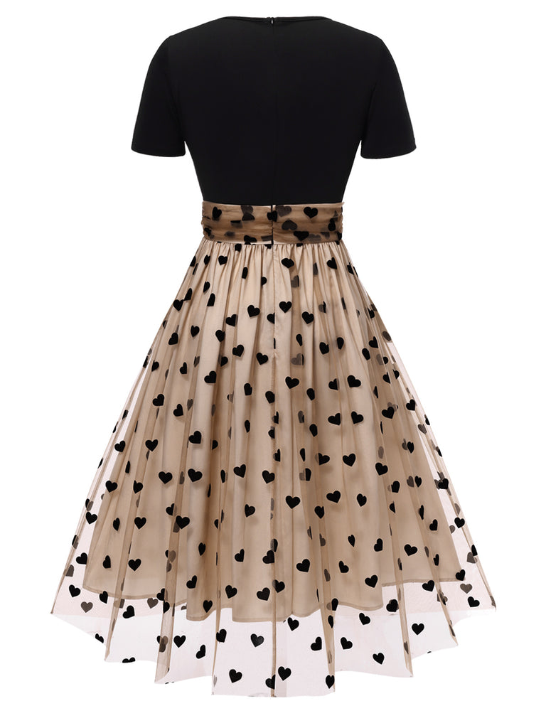 Black 1950s Polka Dot Swing Vintage Dress