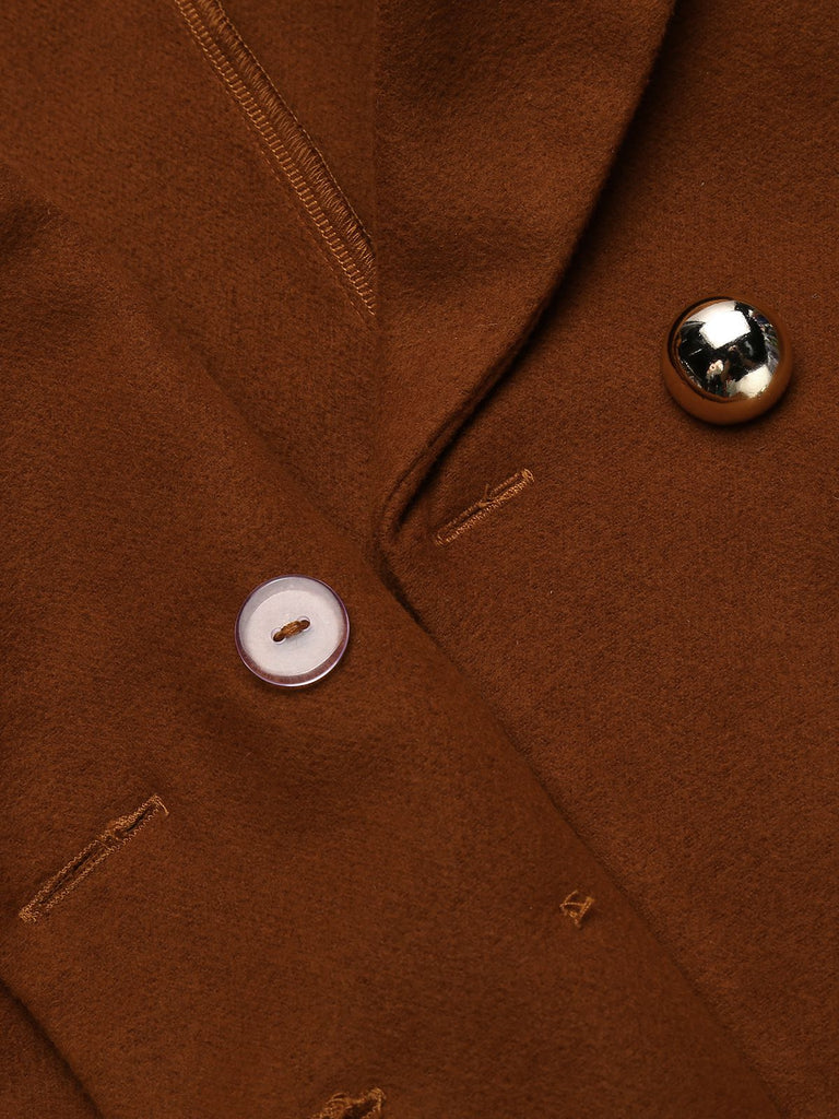2PCS Brown 1960s Button Top & Pencil Skirt