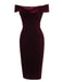 1960s Off Shoulder Velvet Bodycon Vintage Dress