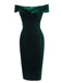 1960s Off Shoulder Velvet Bodycon Vintage Dress