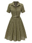 [Pre-Sale] Plaids 1950s Buttoned Belted Swing Dress