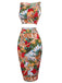 2PCS 1960s Retro Lady Crop Top & Pencil Skirt