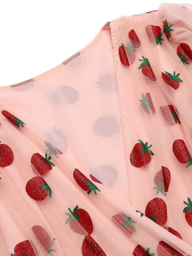 Pink 1950s Lace Strawberry Swing Dress