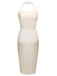[US Warehouse] Ivory 1960s Polka Dot Halter Pencil Dress