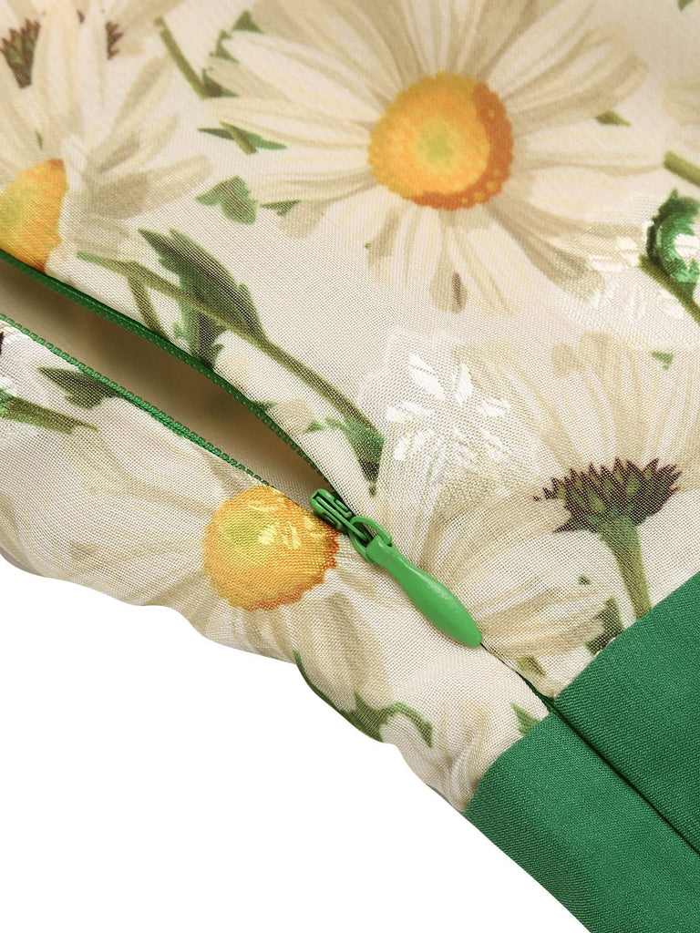 1950s Floral Halter Button Lace-up Romper