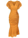 1960s Ruffle Lace-up Fishtail Dress