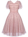 [Pre-Sale] Pink 1950s Star Sequin Lace Swing Dress