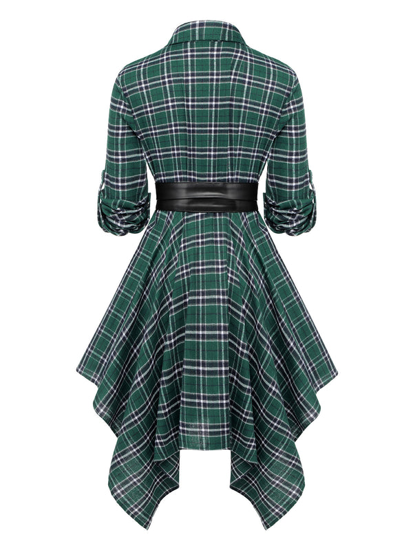 1950s 3/4 Sleeve Plaid Belt Long Tops – Retro Stage - Chic Vintage ...
