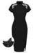 [US Warehouse] Black 1960s Butterfly Backless Pencil Dress