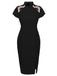 [US Warehouse] Black 1960s Butterfly Backless Pencil Dress