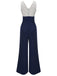 [US Warehouse] 1930s Polka Dot Patchwork Button Jumpsuit