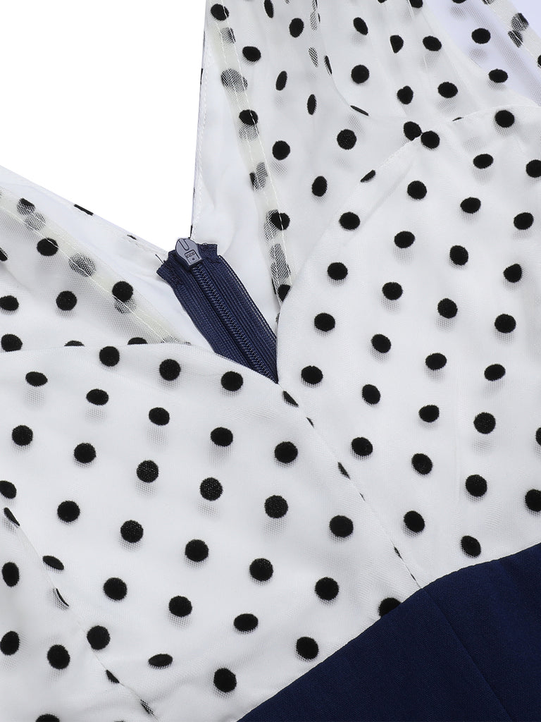 [US Warehouse] 1930s Polka Dot Patchwork Button Jumpsuit