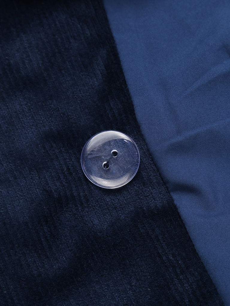 Navy Blue 1950s Velvet Long Coat