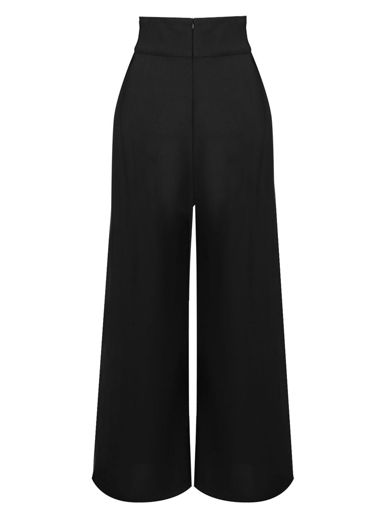 [US Warehouse] Black 1930s Solid Suspender Pants