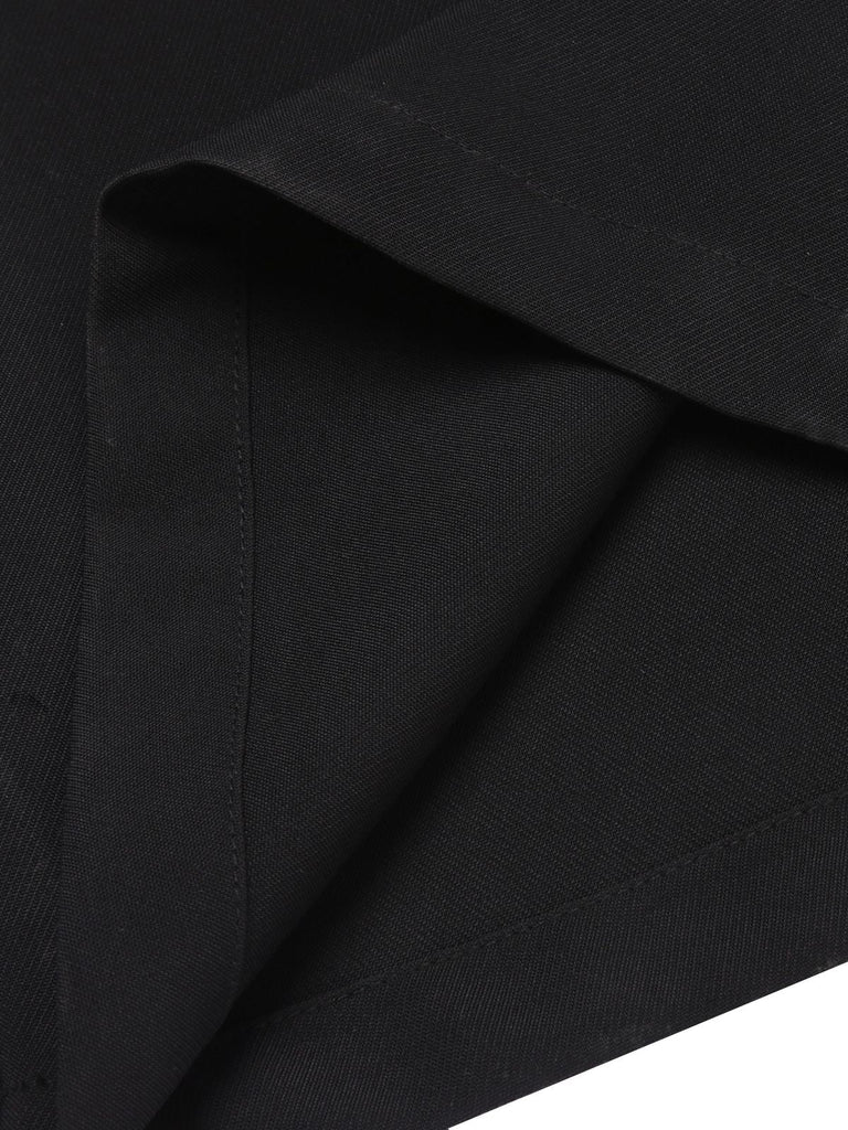 [US Warehouse] Black 1930s Solid Suspender Pants